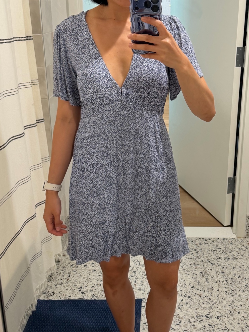 Abercrombie & Fitch Light Blue Floral V-Neck Mini Dress